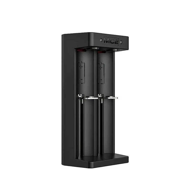 XTAR divu slotu Li-ion bateriju lādētājs 18650 elementiem, USB-C ieeja, 2 sloti, melns, LED indikatori