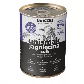 Mitrā suņu barība konservos Uniszki Unismak Jēra recepte 400 g