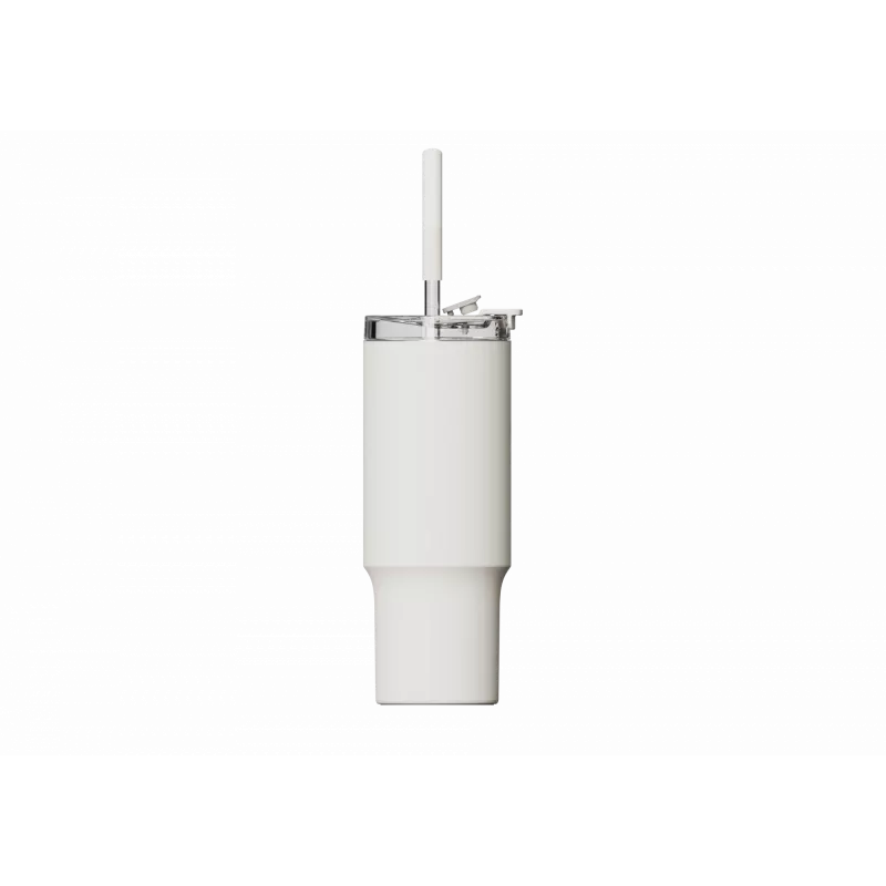 Termokrūze ar salmiņu Xiaomi Straw Mug balta 1 L — nerūsējošā tērauda iekšpuse, necaurlaidīga, 240×132×97 mm