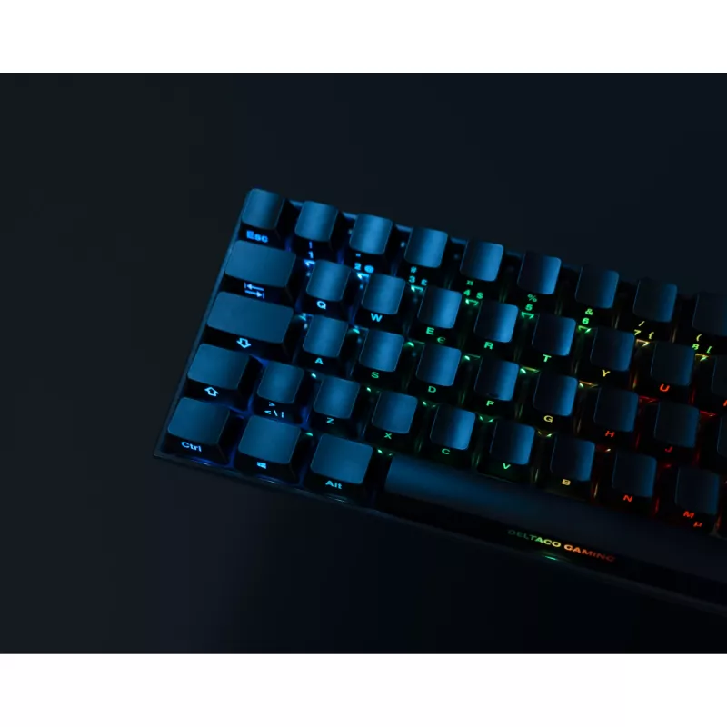 Deltaco GAM-100-DE - 65% - USB + Bluetooth - mehāniskais slēdzis - QWERTZ - RGB-LED - Melns