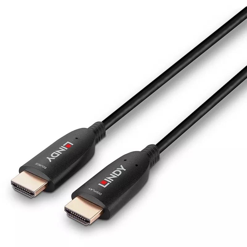Lindy 15m Fibre Optic Hybrid HDMI 8K60 kabelis, 15 m, HDMI Type A (Standard), HDMI Type A (Standard), 48 Gbit/s, Melns