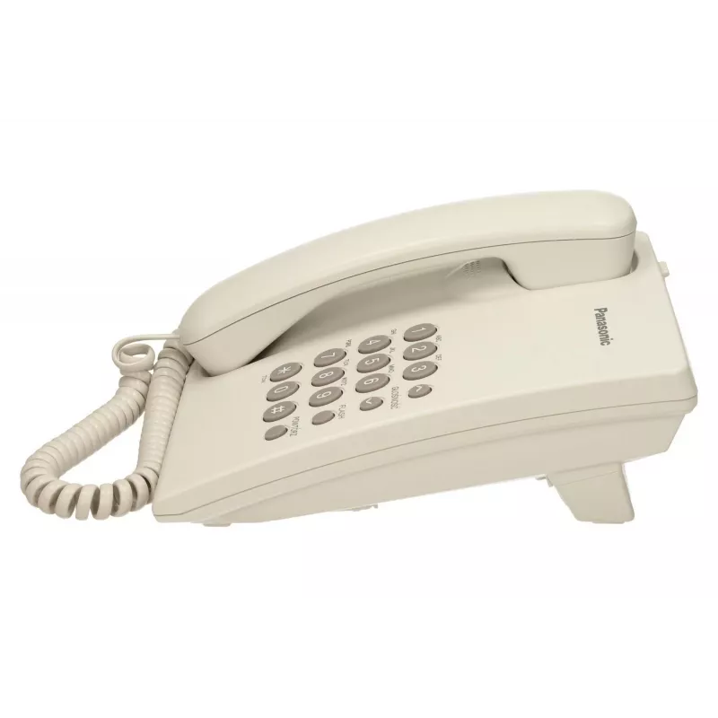Analogais tālrunis Panasonic KX-TS500PDW — 16 pogas, balts, galda/sienas stiprinājums, 100 ierakstu tālruņu katalogs