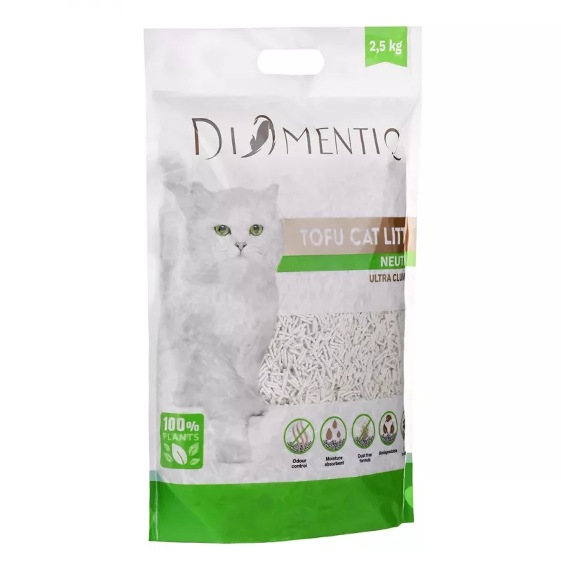DIAMENTIQ Tofu Neutral Ultra clumping - augu valsts pakaiši - 2.5 kg