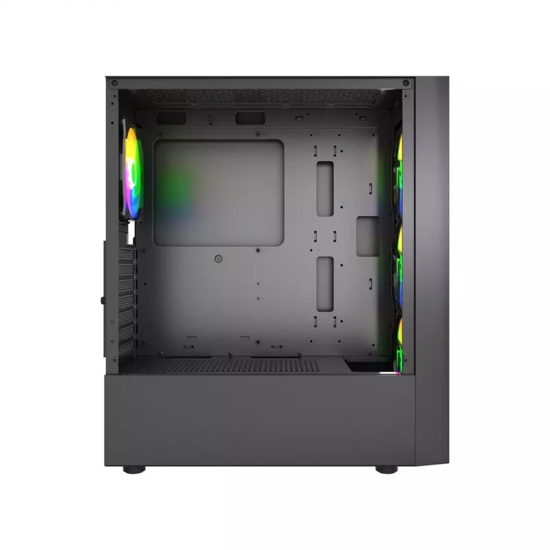 PC Case GEMBIRD Fornax 4300 Midi Tower ATX, rūdīts stikls, 2x3.5 collu nodalījumi, 3x2.5 collu nodalījumi, ARGB ventilatoru atbalsts, USB 3.2 Gen1