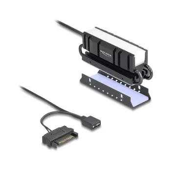 Heatsink DELOCK 18460 for M.2 SSD 2280 — Aluminium/Copper, RGB 5V, Melns