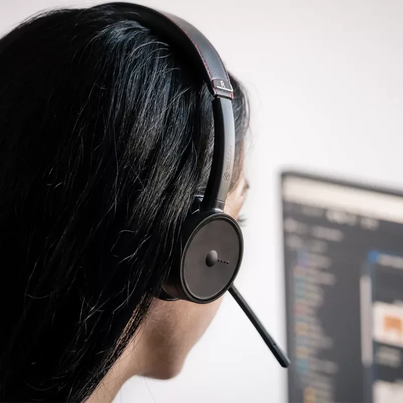 Headset Tellur Voice Pro bezvadu zvanu centra austiņas melnas TLL411007