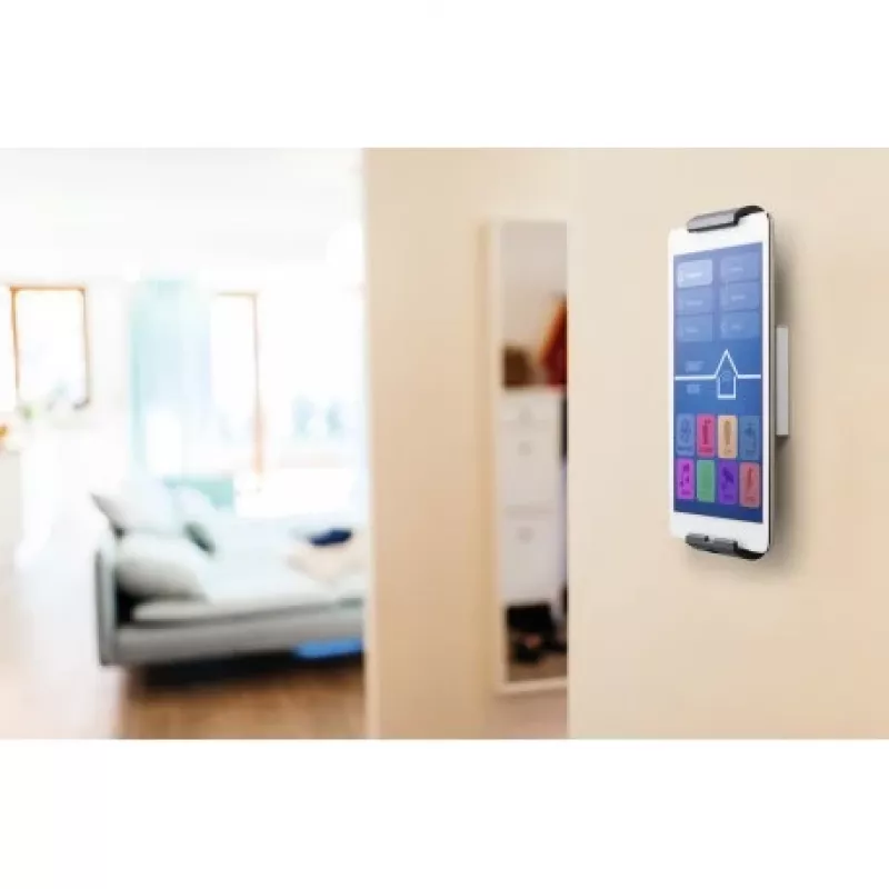 DURABLE TABLET HOLDER WALL - sienas stiprinājums planšetdatoram - alumīnijs, ABS plastmasa - sudrabs (7-13) (893323)