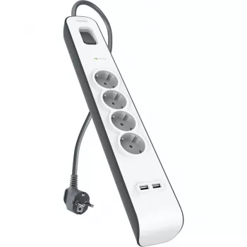 Strāvas sadalītājs Belkin 525J ar 4 Schuko ligzdām un 2 USB-A portiem, 2 m kabelis