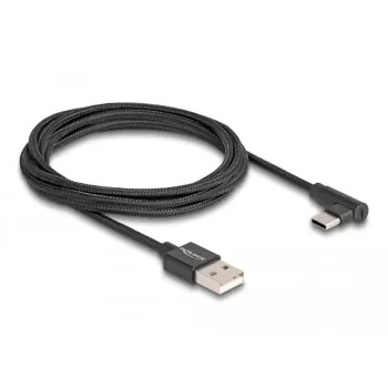 DeLOCK USB 2.0 kabelis Type-A spraudnis uz USB Type-C vīrišķo leņķa 2 m melns
