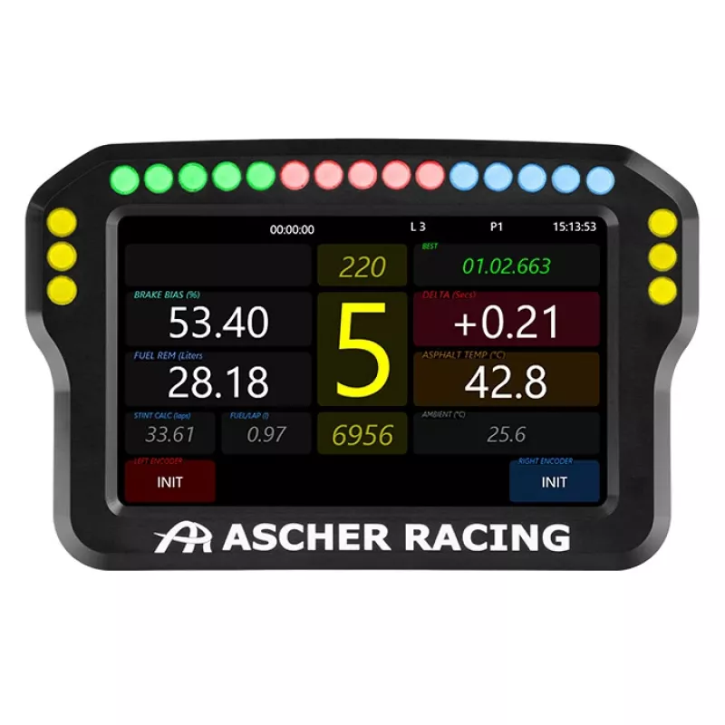 Stūres mērinstrumentu panelis Ascher Racing 4 collu modelis 76080028 sim sacīkšu iekārtām