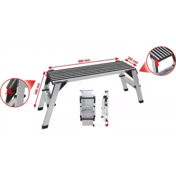 Drošības platforma alumīnija ks tools 800.0960 1000×405×480 mm