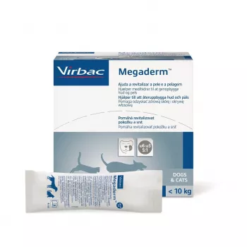 VIRBAC MEGADERM MONO paciņas 4 ml × 28 — ādas uztura bagātinātājs suņiem un kaķiem