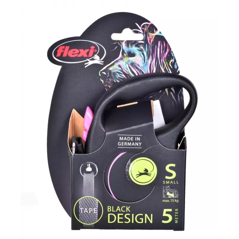 Flexi Melns Design S 5 m suņiem paredzēta ievelkamā pavada