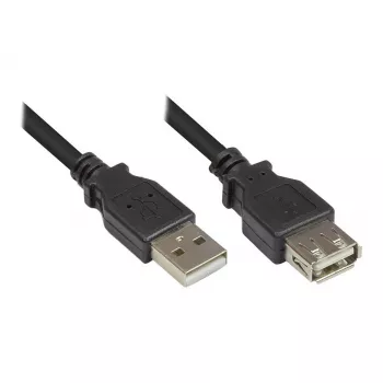 USB 2.0 pagarinātājs, spraudnis A – ligzda A, melns, 3 m, Good Connections® (2511-OF3S)