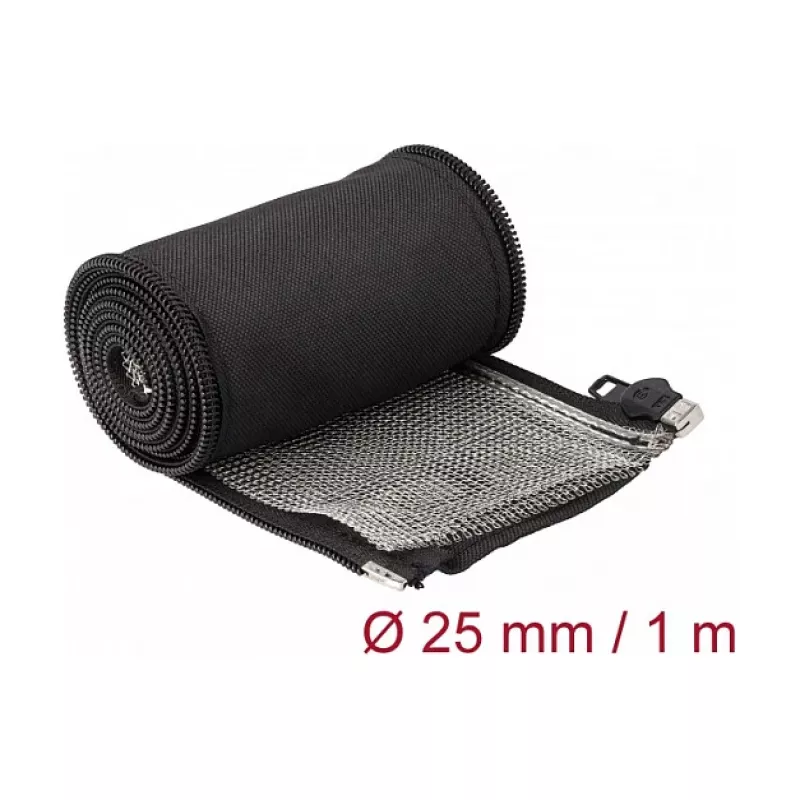 DeLOCK EMI ekranējošā pītā uzmava 1 m x 25 mm melna