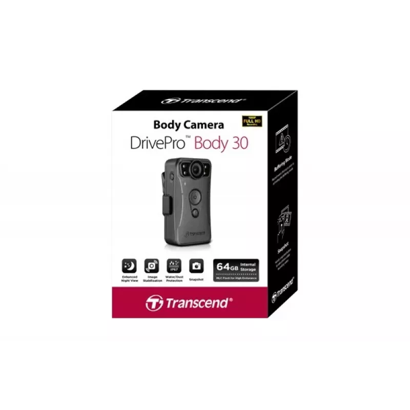 Transcend DrivePro Body 30 ķermeņa kamera, Full HD, Wi-Fi, 130 g