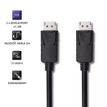 DisplayPort kabelis Qoltec 50374 3 m Melns