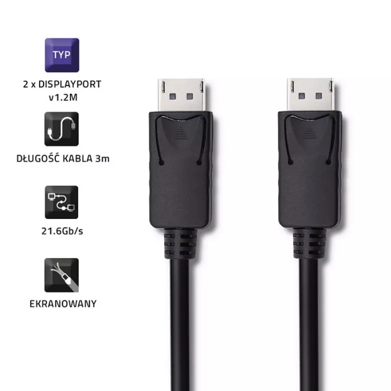 DisplayPort kabelis Qoltec 50374 3 m Melns