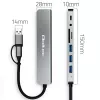 QOLTEC USB-C centrmezgls 4x USB + SD/TF karšu lasītājs, modelis 53794