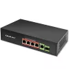 Ethernet PoE komutators QOLTEC 52296 — 4x RJ45 PoE porti, 1x RJ45 uplinks