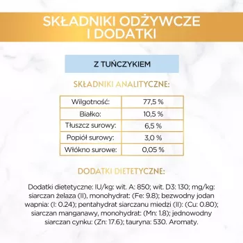 mitrā kaķu barība Purina GOURMET Gold Adult Tuna 85 g can, protein 10.5%, fat 7%, moisture 77.5%