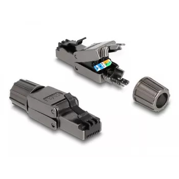 Tīkla kabelis DeLOCK RJ45 spraudnis Cat.8.1 STP bez instrumentiem Melns