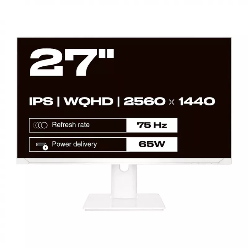 JAPANNEXT WQHD monitors 68,6 cm (27) 2560x1440 pikseļi, IPS panelis, 8 ms, 75 Hz, AMD FreeSync, HDMI, DisplayPort (JN-IPS270WQHD75F-C65W-HSP-W)