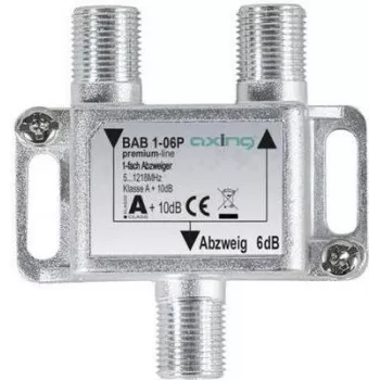 axing BAB 1-06P - Kabeļu sadalītājs - 5 - 1218 MHz - pelēks - A - 6 dB - F