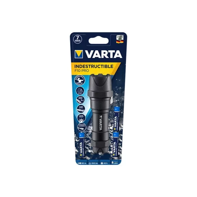 Rokas lukturis Varta INDESTRUCTIBLE F10 PRO Melns 6W 300lm IP67