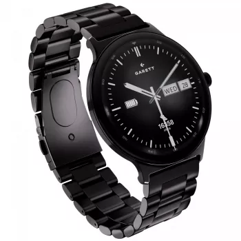 Smartwatch Garett Quantum — melns nerūsējošais tērauds