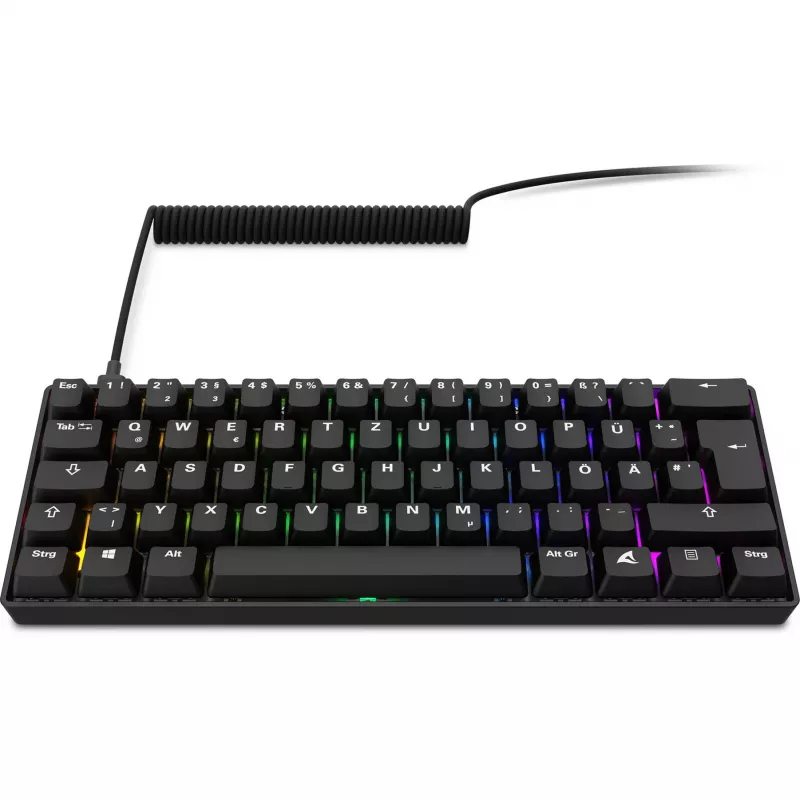Klaviatūra Sharkoon 100065630 60% vadu USB QWERTZ vācu melna