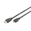 Digitus ASSMANN - video/audio kabelis - HDMI - 30 AWG - Mini-HDMI, 19 kontaktu (V) - HDMI, 19 kontaktu (V) - 3 m - dubulta izolācija - melns (AK-330106-030-S)