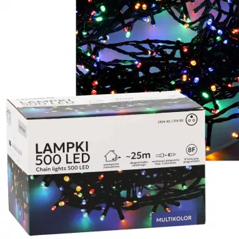 LED virtenes gaismiņas Extralink 500 LED, daudzkrāsu, 25 m, iekštelpām/ārtelpām, modelis EX.73318