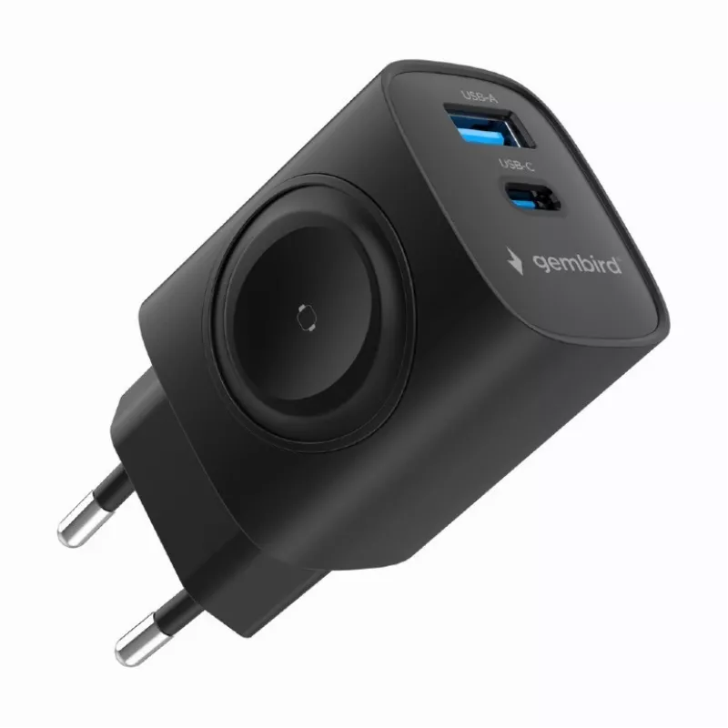 USB-A USB-C lādētājs 20W PowerDelivery Quick Charge 3.0, melns