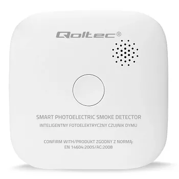Bezvadu dūmu detektors QOLTEC modelis 52653 ar 85 dB akumulatora signalizāciju