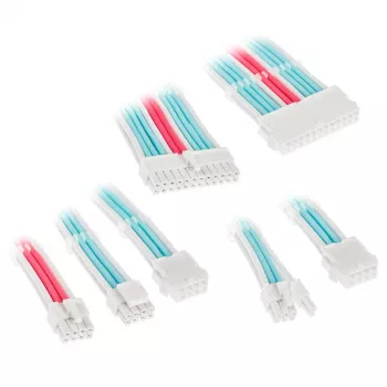 PC PSU pīto kabeļu pagarinājumu komplekts Kolink Core Adept — 6 gabalu komplekts, PET apvalks, vara vadi, 20+4pin/8pin/4+4pin/3×6+2pin, 0.30–0.35 m