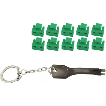 RJ45 pieslēgvietu bloķētājs ShiverPeaks BS08-01031 zaļš — komplekts ar 10 slēdzenēm un 1 atslēgu