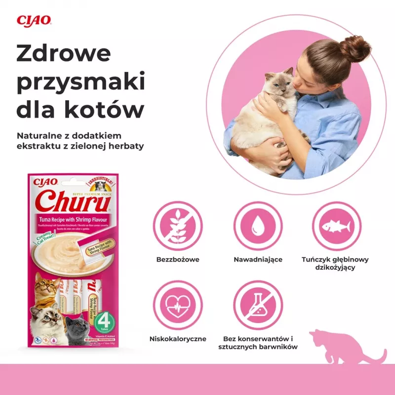 INABA Churu tunča ar garnelēm garšas kaķu gardumi - 4x14 g