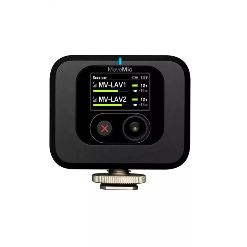 Bezvadu uztvērējs ar kameras stiprinājumu Shure MV-R-Z6 — 50–20000 Hz, 30 m diapazons, 12–15 V, 308×101×38 mm, 0,429 kg, melns
