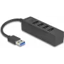 USB centrmezgls DELOCK 64350 — 4 portu USB 3.2 Gen 1 (Type-A), 5000 Mbit/s, 5 V/0,9 A, ABS, melns
