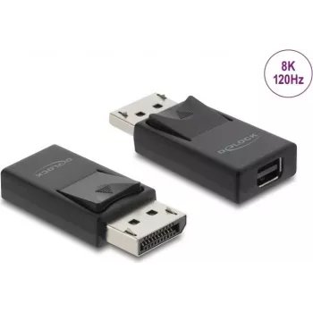 DELOCK DisplayPort uz Mini DisplayPort adapteris 8K ar HDR un HDCP atbalstu, vienas vienības USB kabelis