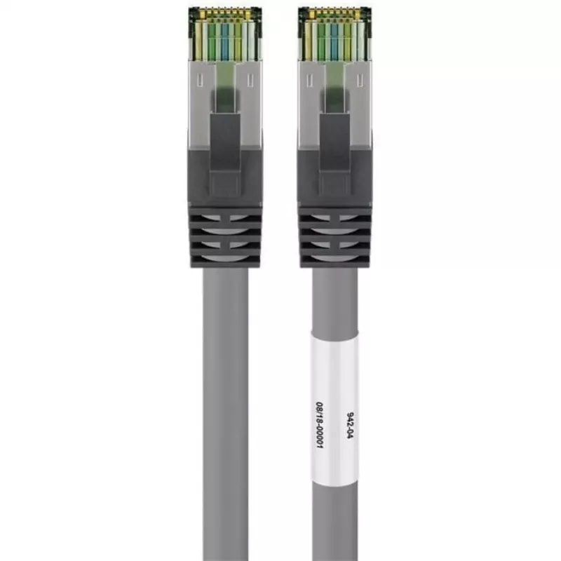 Goobay CAT 8.1 Patch vads, S/FTP (PiMF), Pelēks, 0,5 m - LSZH halogēnus nesaturošs, varš AWG 24 (55135)