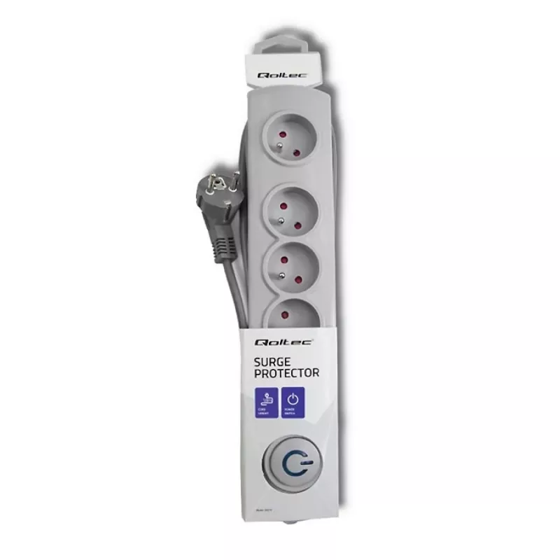 Pārsprieguma aizsargs Qoltec 50270 Pelēks 5 maiņstrāvas rozetes 230V