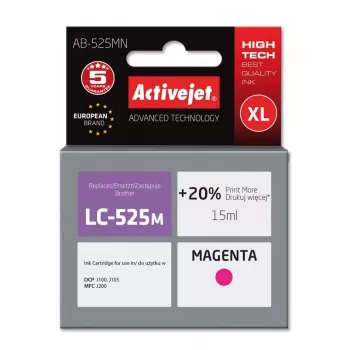 Tintes kasetne ActiveJet AB-525MN saderīga Brother LC-525M — Purpursarkana, Augsta (XL) 15 ml