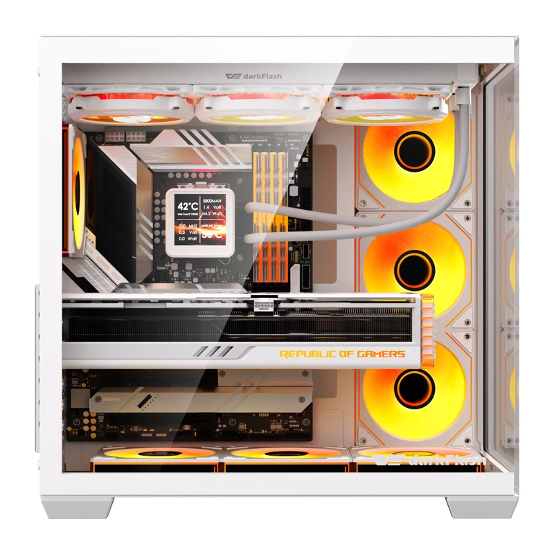 Datorkorpuss Darkflash C280 (balts) ar 7 dzesēšanas ventilatoriem
