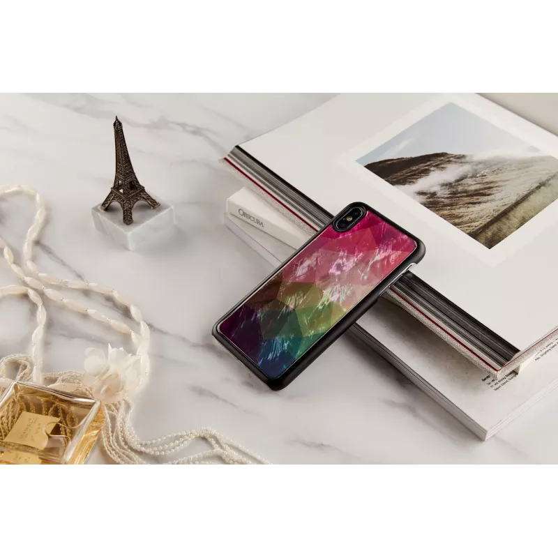 Aizsargājošs viedtālruņa maciņš iKins iPhone XS Max — ūdensziedu dizains, melns