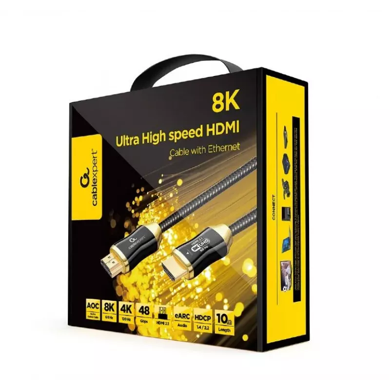Aktīvais optiskais HDMI kabelis GEMBIRD 10 m, HDMI Type A vīrietis-vīrietis, 48 Gbit/s, HDMI 2.1