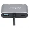 Manhattan USB-C dokstacija/sadalītājs, pieslēgvietas (x4): HDMI, USB-A, USB-C un VGA, ar strāvas padevi (PD) 87W - nepieciešams ārējs USB-C lādētājs (nav iekļauts). Darbināms ar USB (nav nepieciešams ārējs barošanas avots), kad PD netiek izmantots, alumīnija korpuss