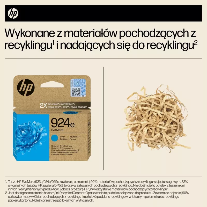 HP 924e EvoMore Cyan oriģinālā tintes kasetne, augstas (XL) ietilpības, ciāna, 1 gab., 800 lapas, viena iepakojumā