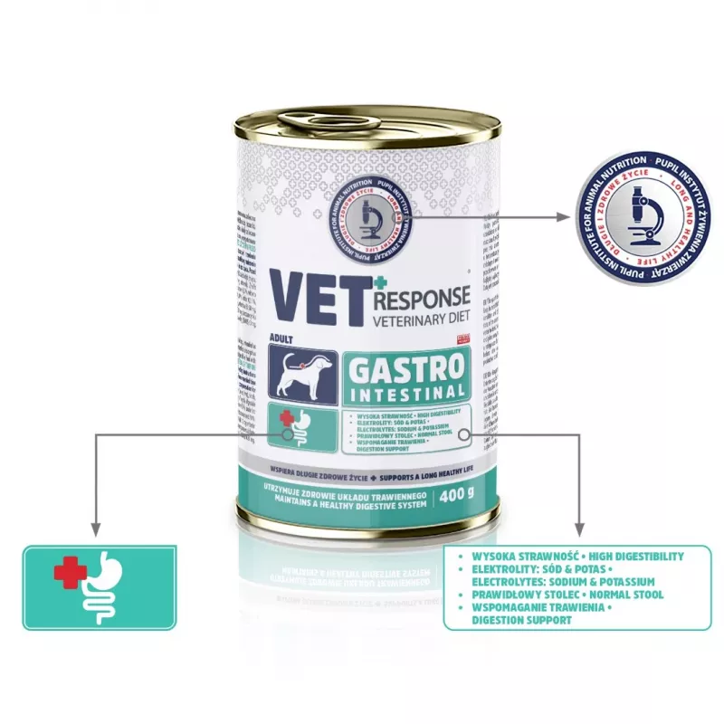 VET RESPONSE Gastrointestinal - mitrā suņu barība - 400g